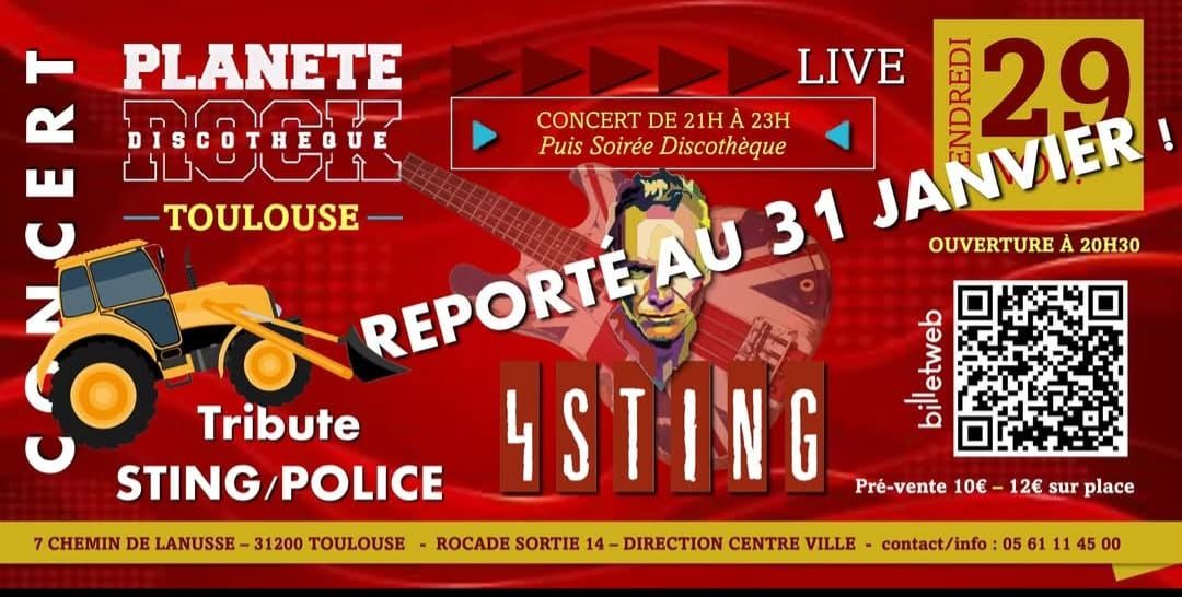 Concert tribute POLICE\/STING par le groupe 4STING \u00e0 la Plan\u00e8te Rock ! 