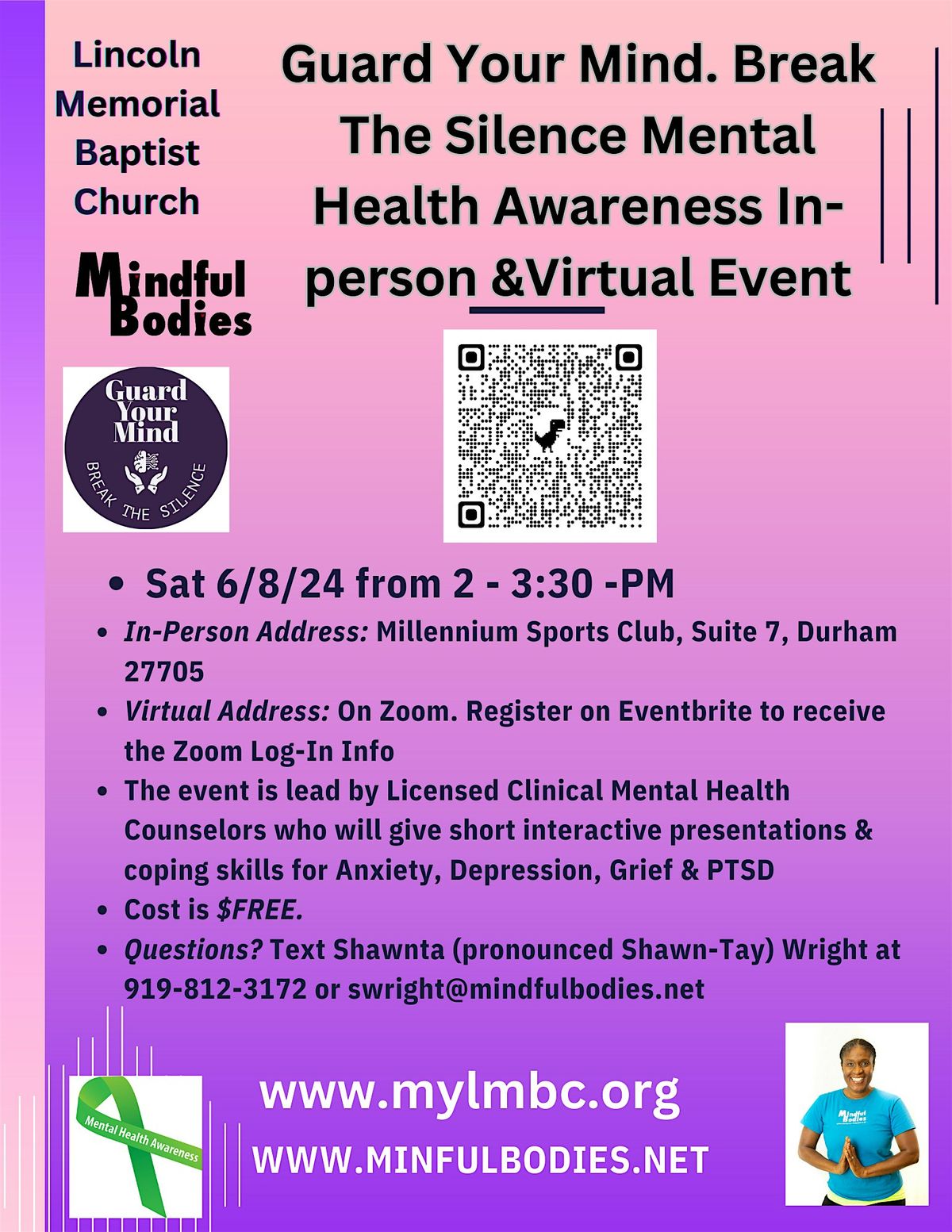 Guard Your Mind : Break The Silence"  Mental Health- In Person & Virtual