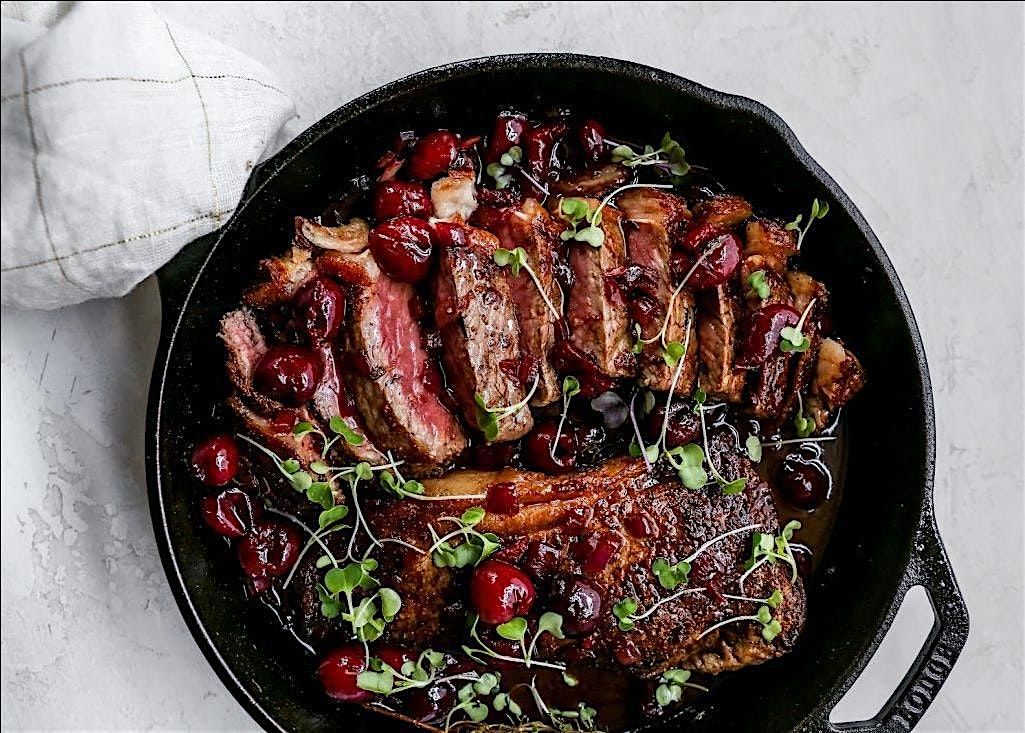 UBS In Person Cooking Class: Steak with Brandied Sour Cherry Sauce