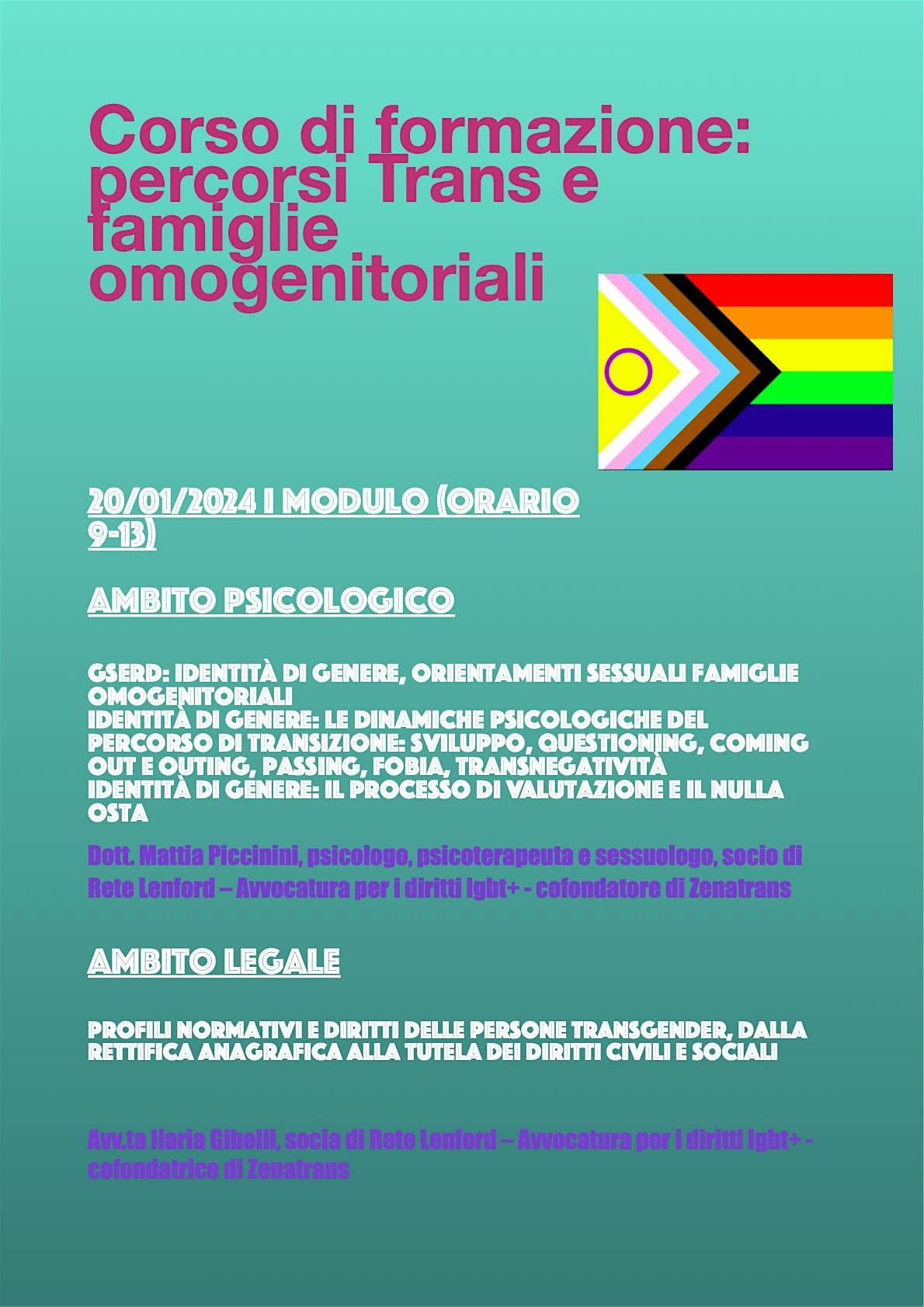 Corso di formazione: percorsi Trans e Famiglie omogenitoriali