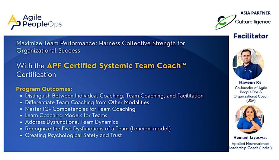 APF Certified Systemic Team Coach | August 21, 2024
