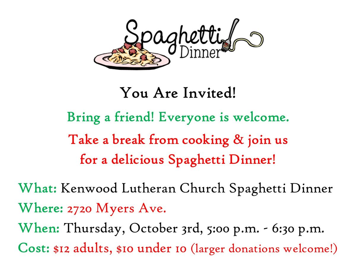 Kenwood Lutheran Church Spaghetti Dinner