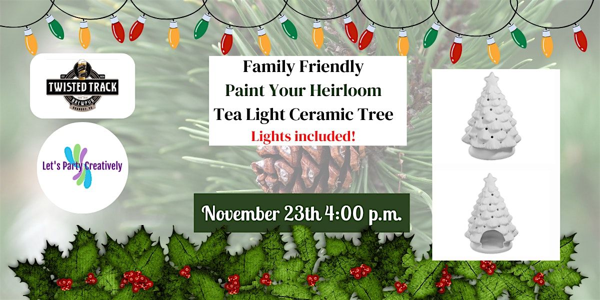 Ceramic  Tea Light Christmas Tree Paint Party - Family Friendly