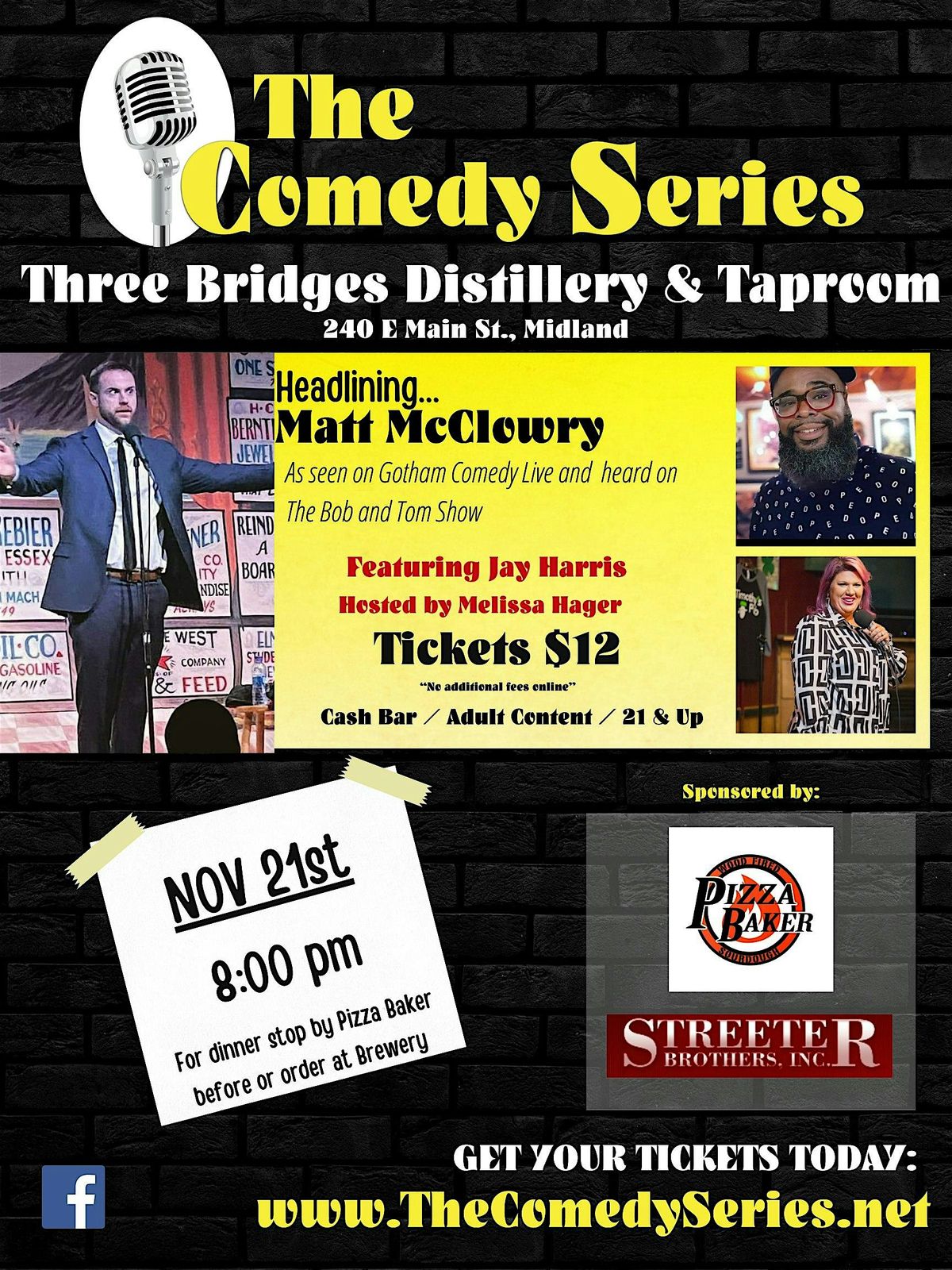 Comedy Show -Three Bridges Distillery & Taproom- Midland