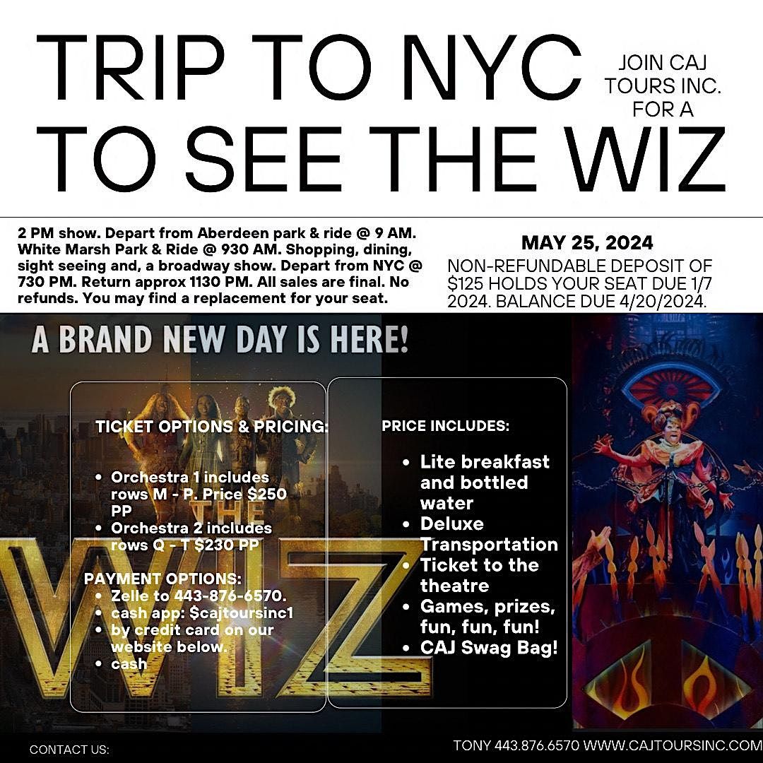 The Wiz on broadway in NYC, New York Marriott Marquis, 7 December to 20