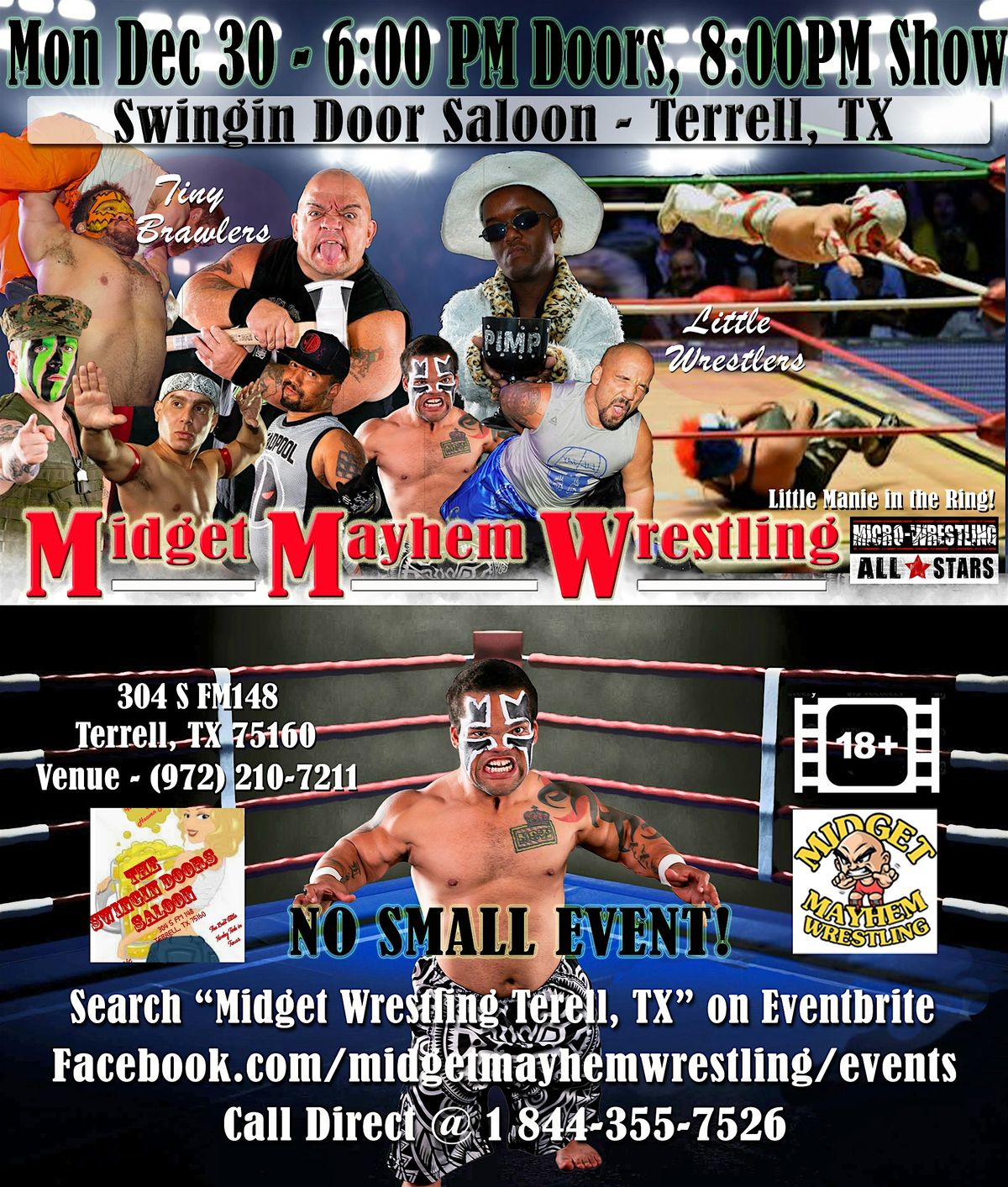 Midget Mayhem Wrestling Rips Through the Ring! Terrell TX 18+