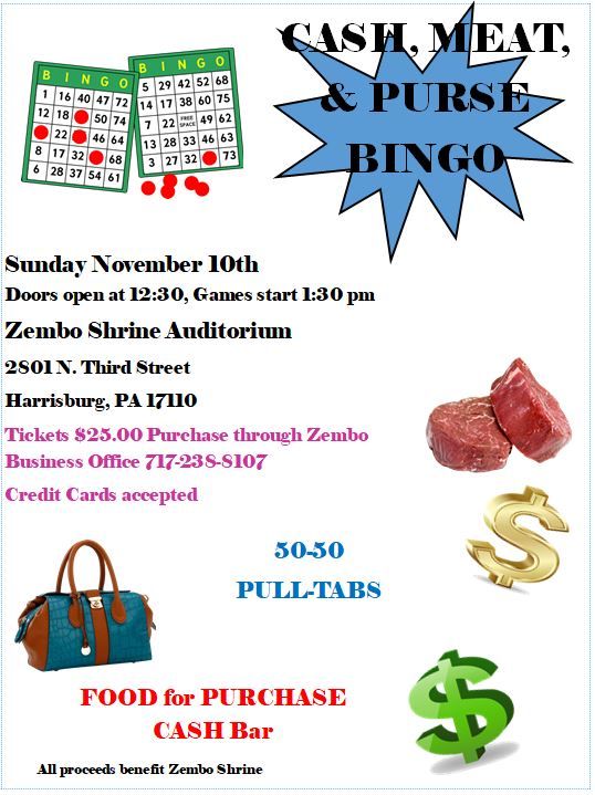 Cash, Purse, and Meat Bingo!