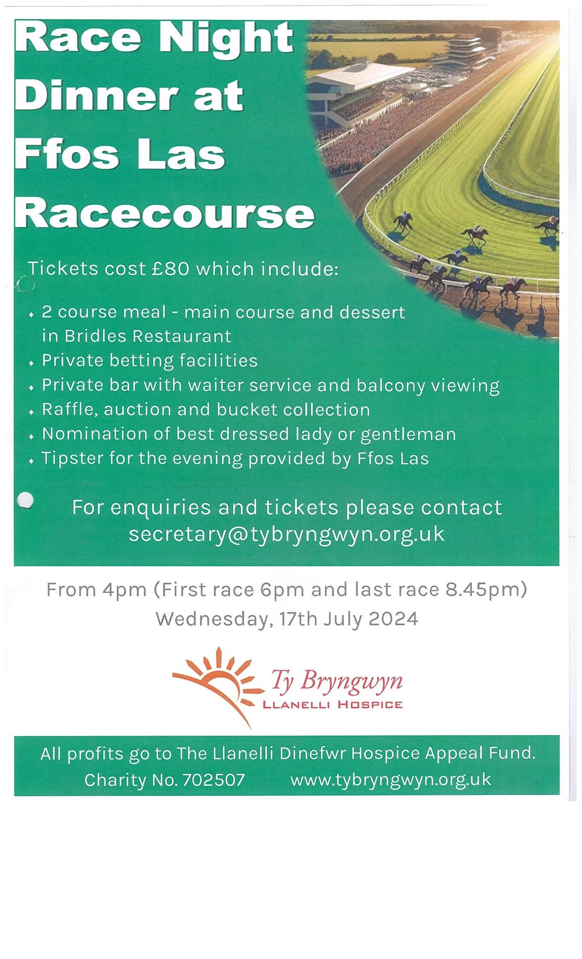 Race Night & Dinner at Ffos Las Racecourse 