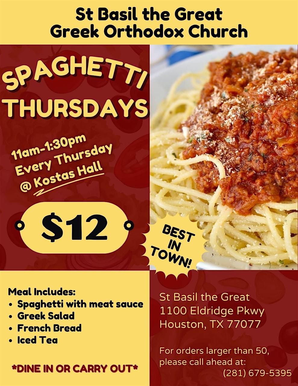 Spaghetti Lunch Thursdays