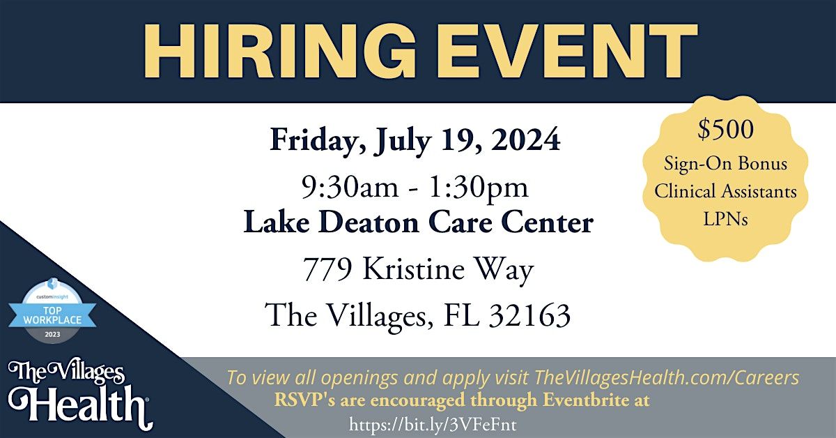 The Villages Health Hiring Event - July 19th