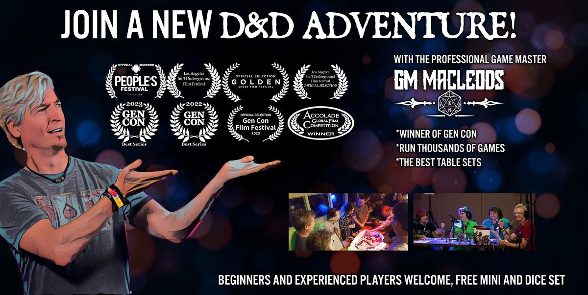 Join an adventure: D&D 5e + Free Mini & Dice Set! Limited Seats Available!