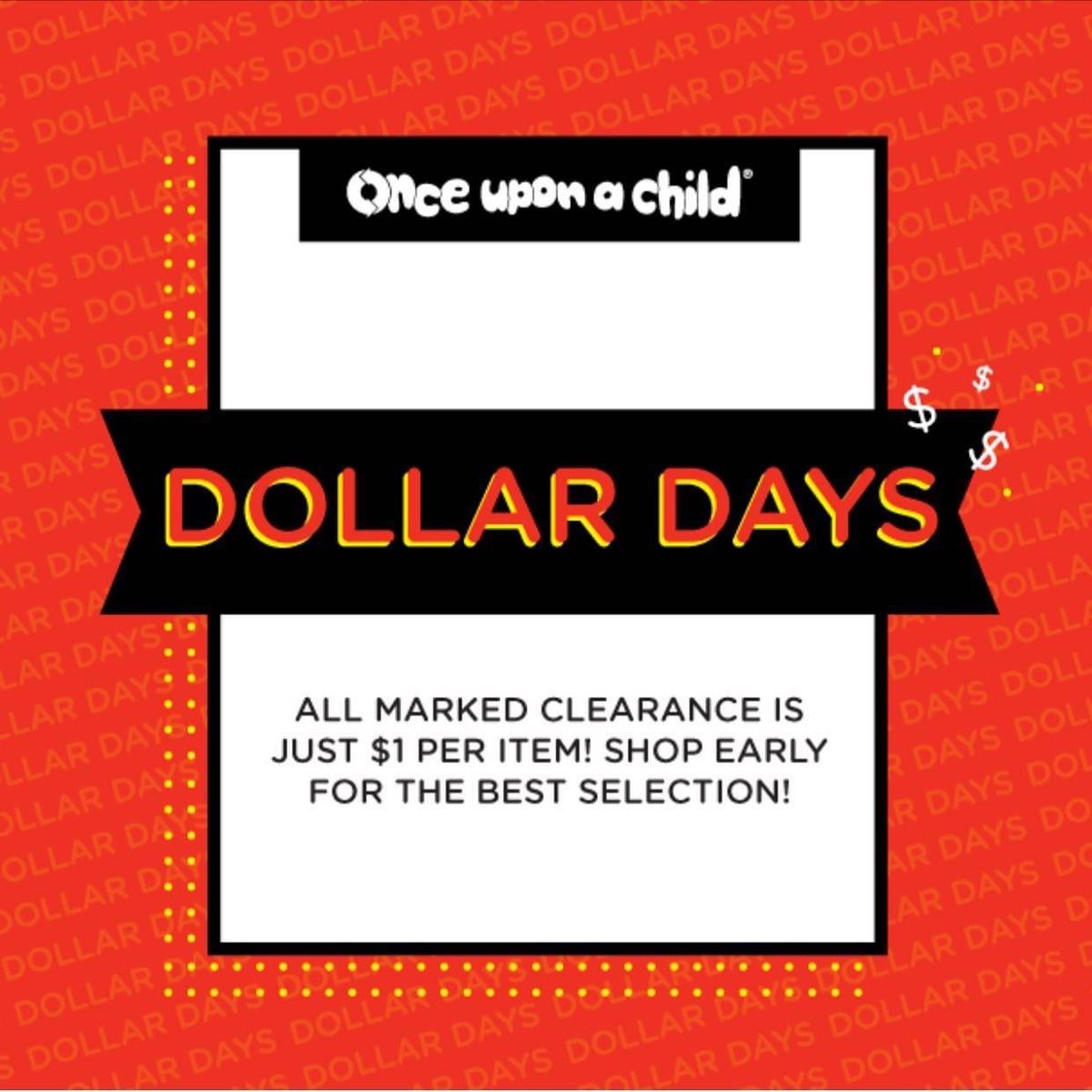 One dollar day clearance event