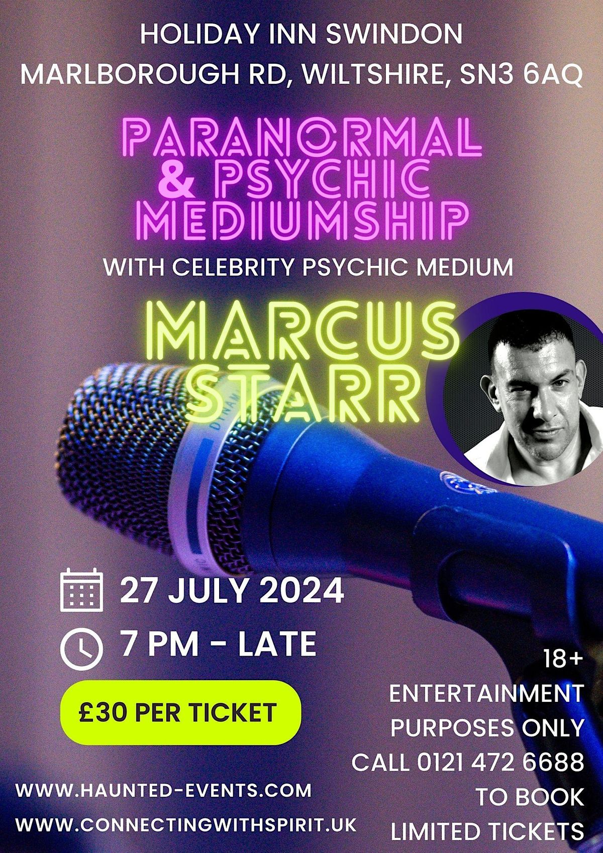 Paranormal & Mediumship with Celebrity Psychic Marcus Starr @ Swindon