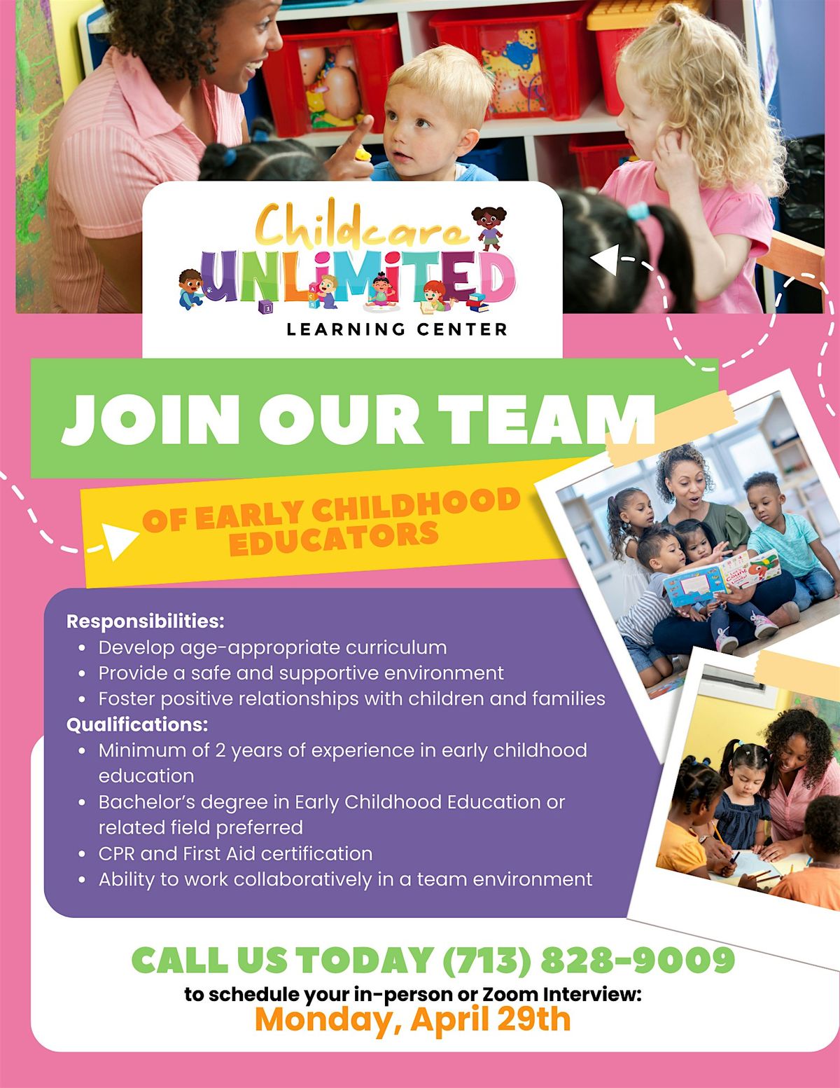 Join Our Team of Early Childhood Educators - Hiring Event