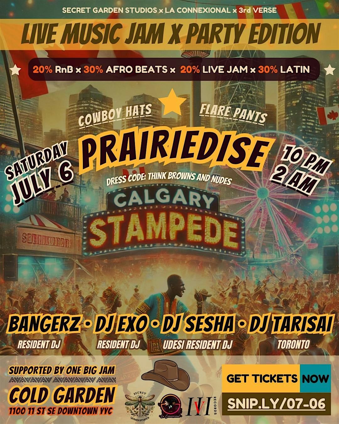 Calgary Stampede's PRAIRIEDISE Attire Party x Live Music Jam Experience