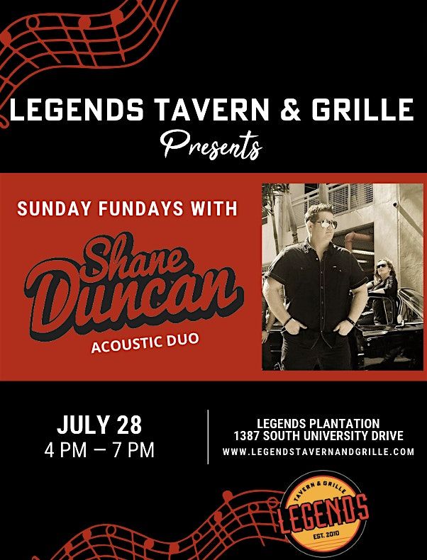 Sunday Funday at Legends Tavern & Grille Plantation With Live Performance b