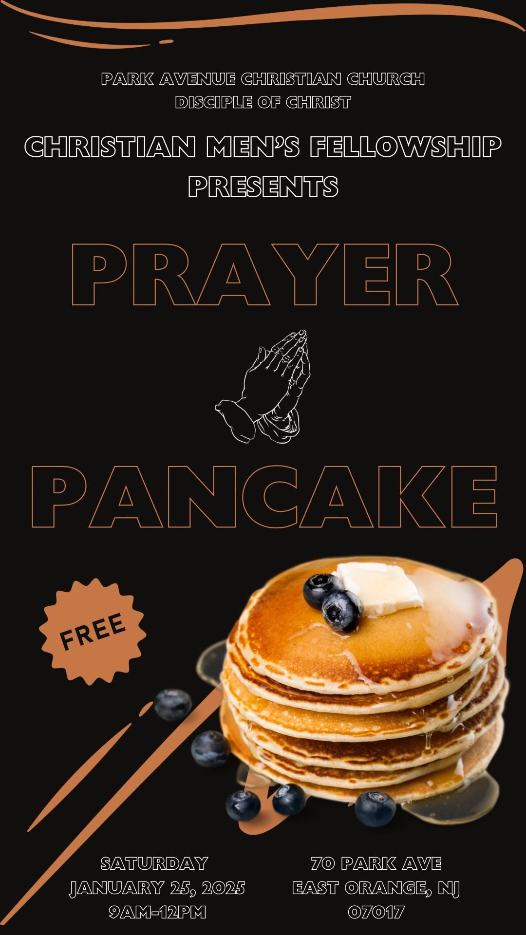 Christian Men\u2019s Fellowship: Prayer and Pancake Event