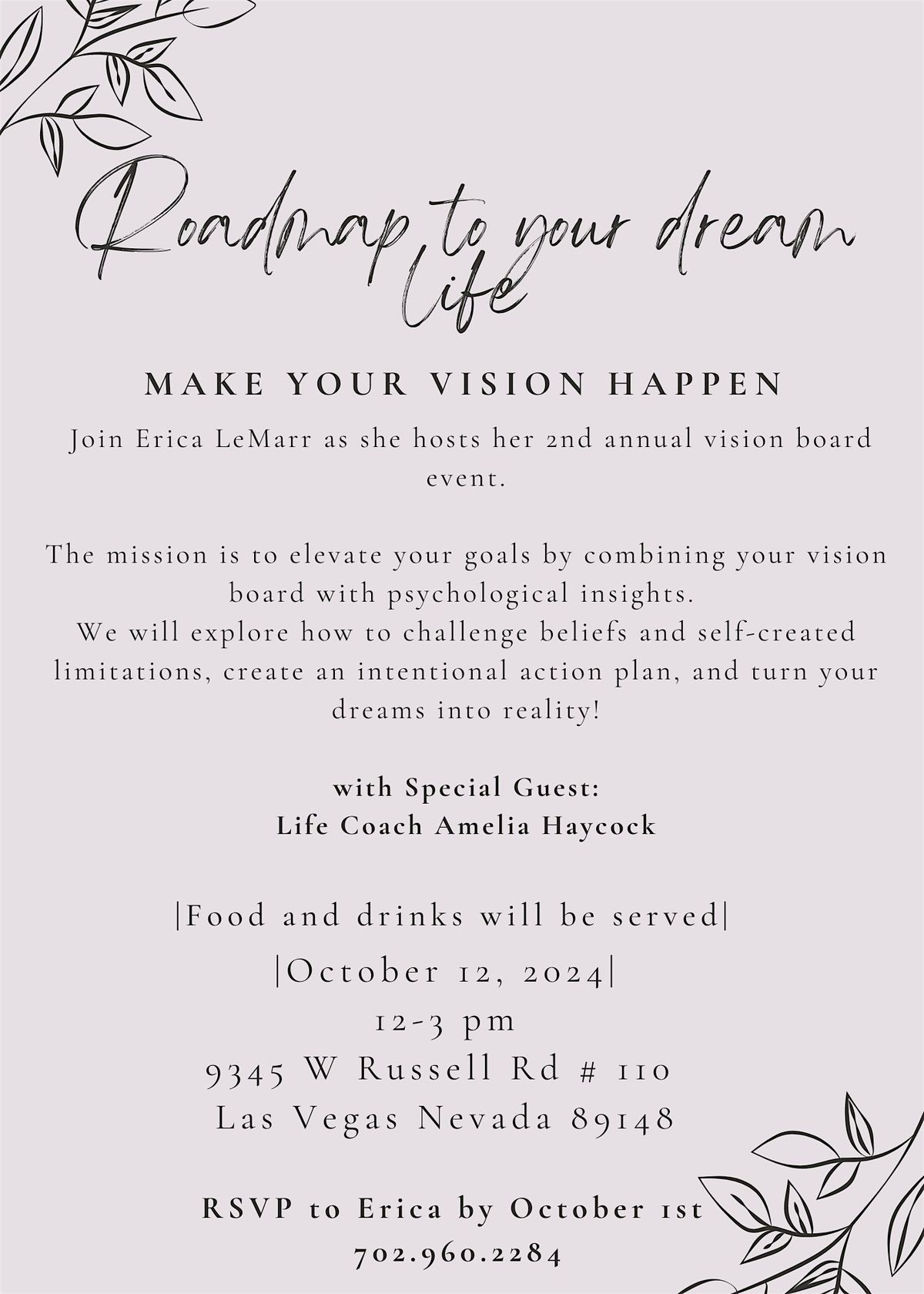 Roadmap to your Dream Life Vision Board Event!