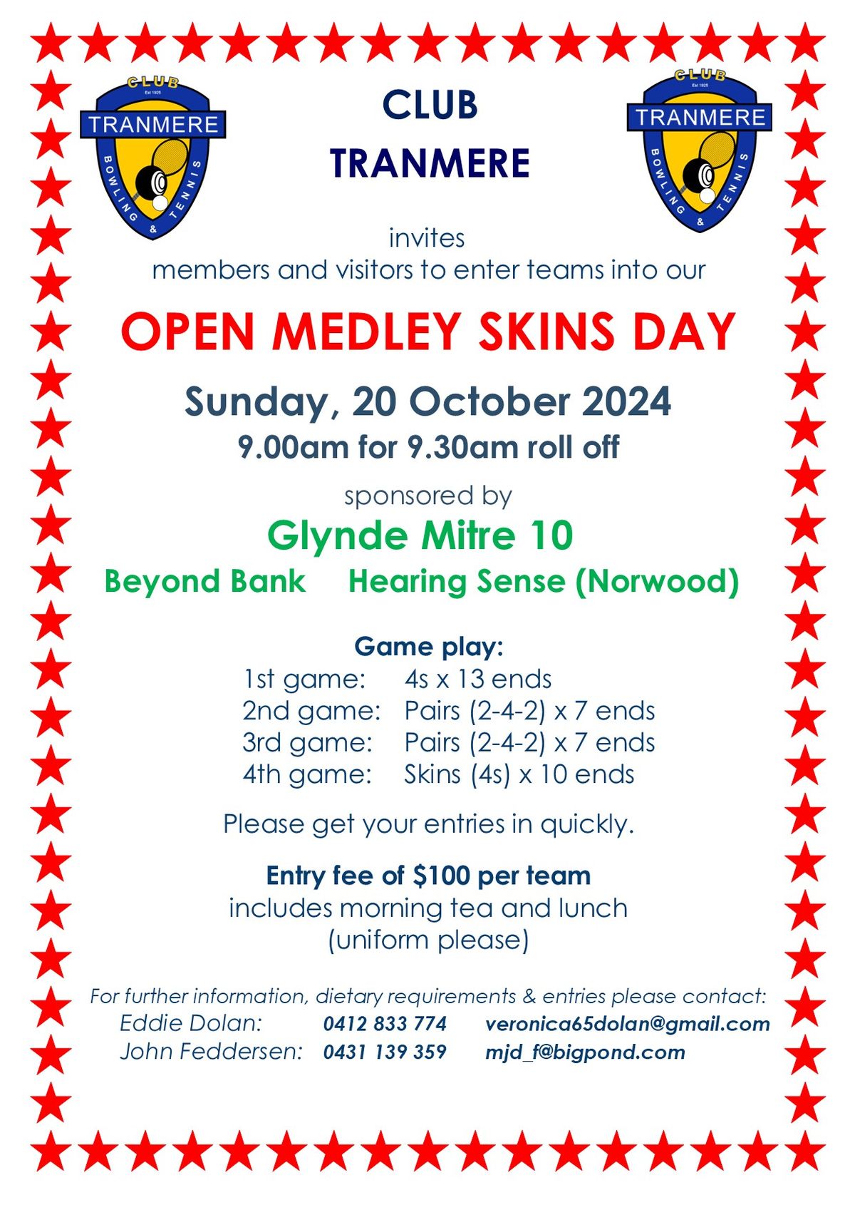 Tranmere Bowling Club's Open Medley tournament