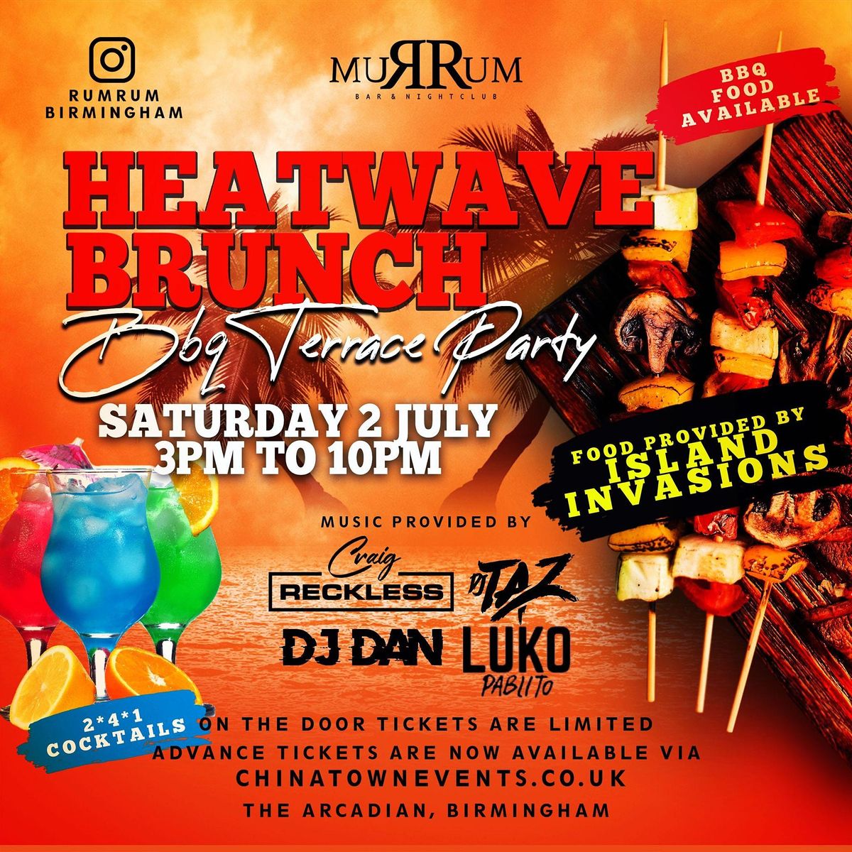 The RumRum Club Presents - Heatwave Outdoor Brunch Birmingham SAT 2nd JULY