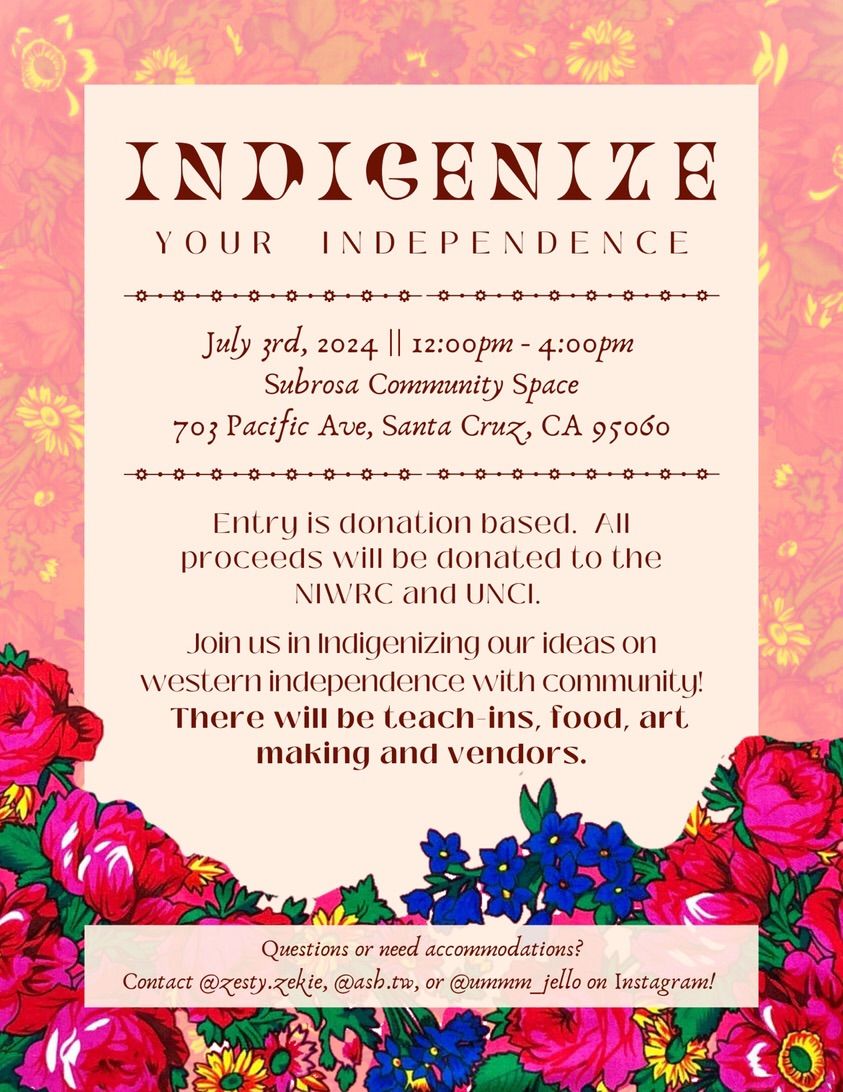 A community event centering Native and Indigenous art, teach-ins, and mutual aid projects! 