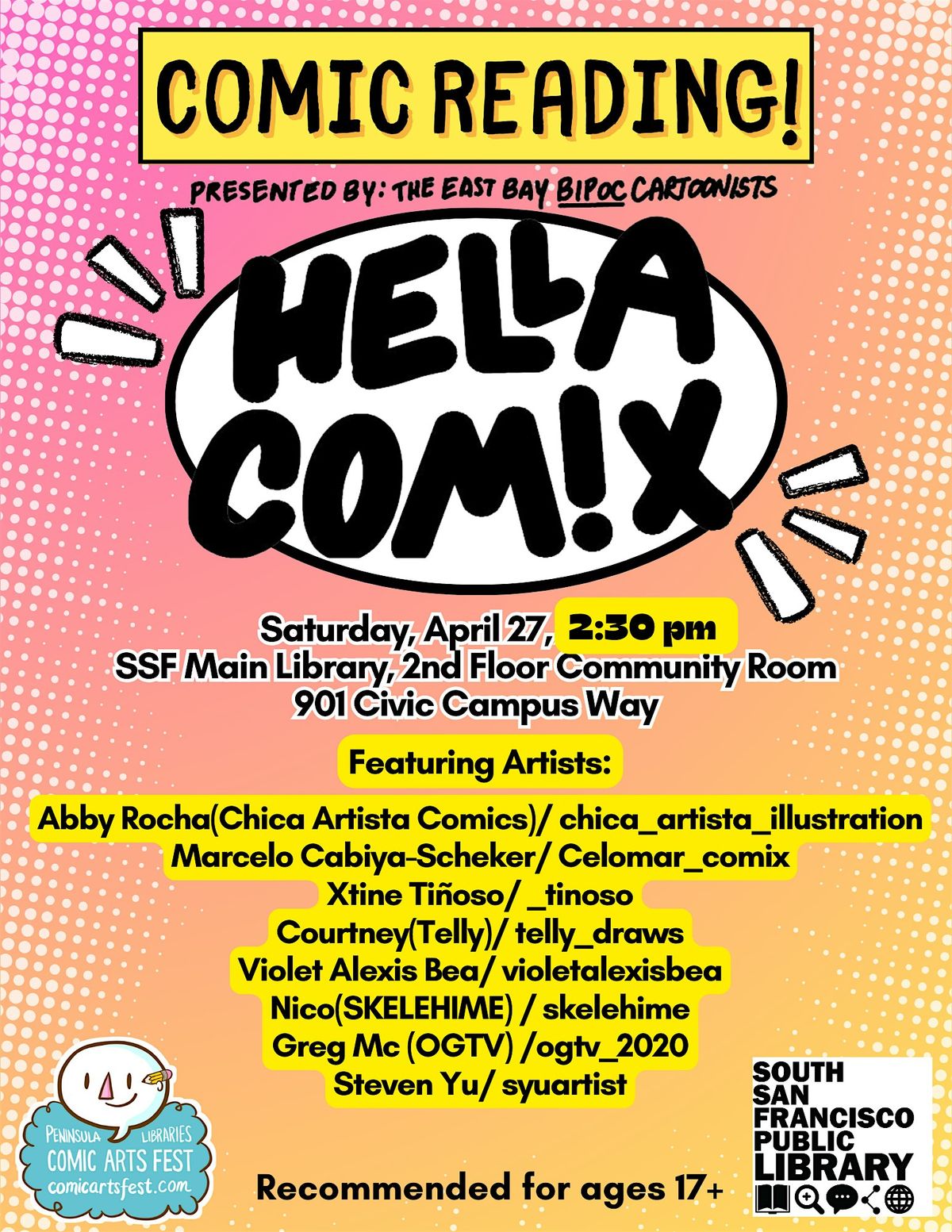 HELLA COMIX READING by East Bay BIPOC Cartoonists @ PLCAF