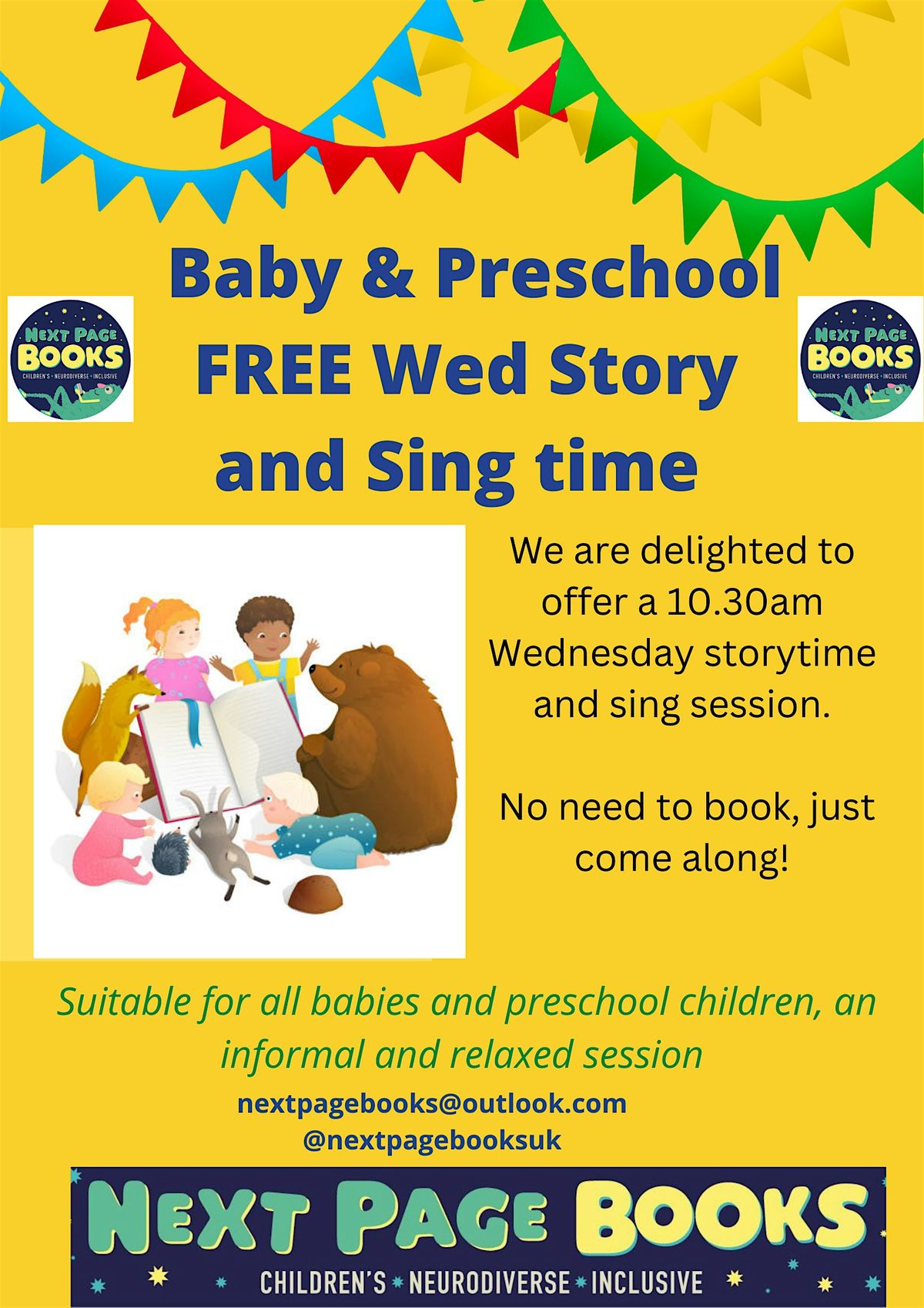 FREE Wednesday Baby and Pre-school Storytime and Sing 10.30-11am
