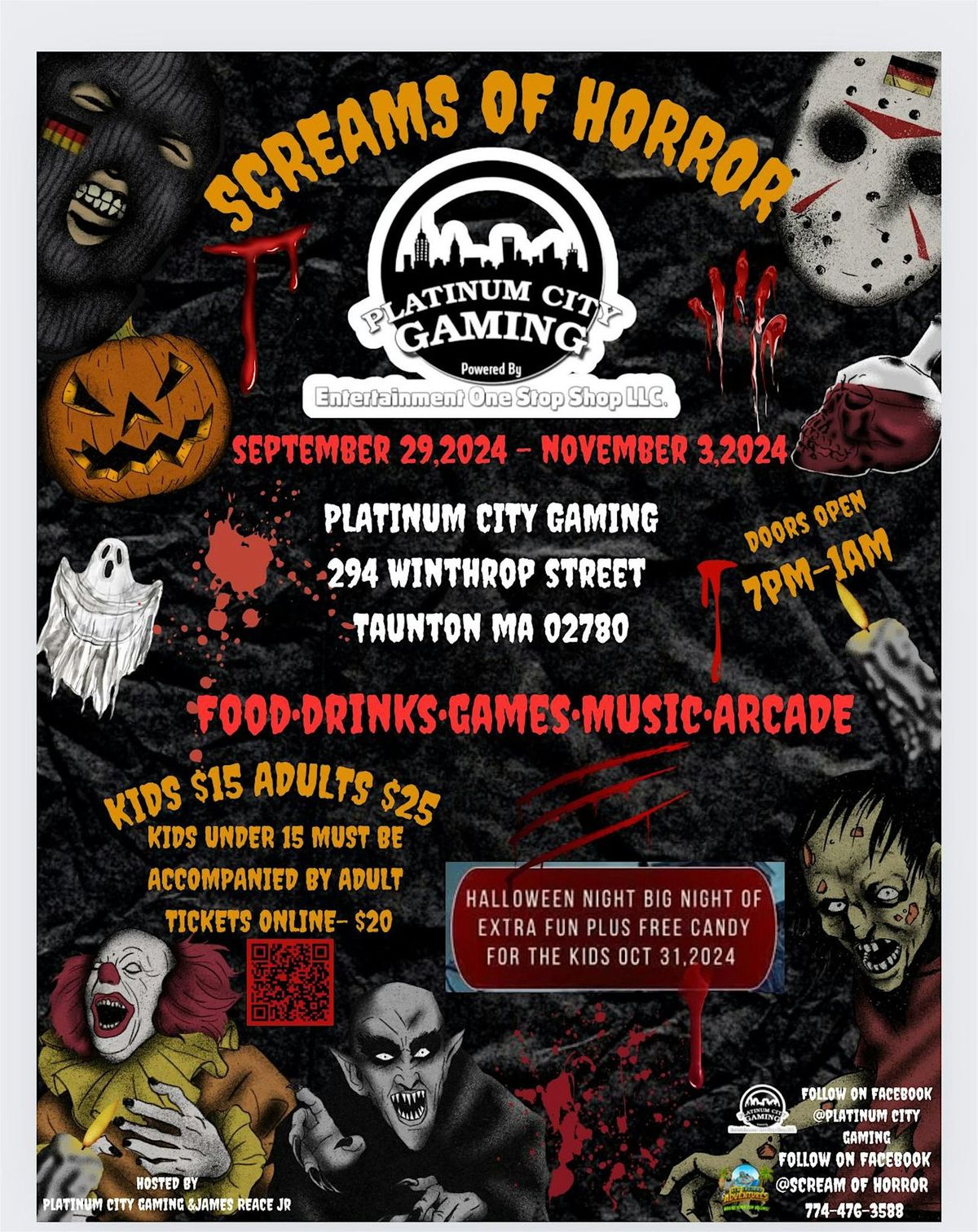 Platinum City Gaming Presents Screams of Horror Haunted House 