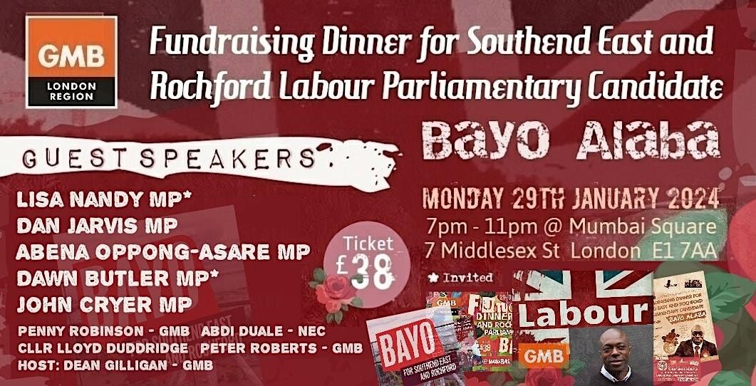 GMB Fundraising Dinner for Southend East & Rochford Labour PPC - Bayo Alaba