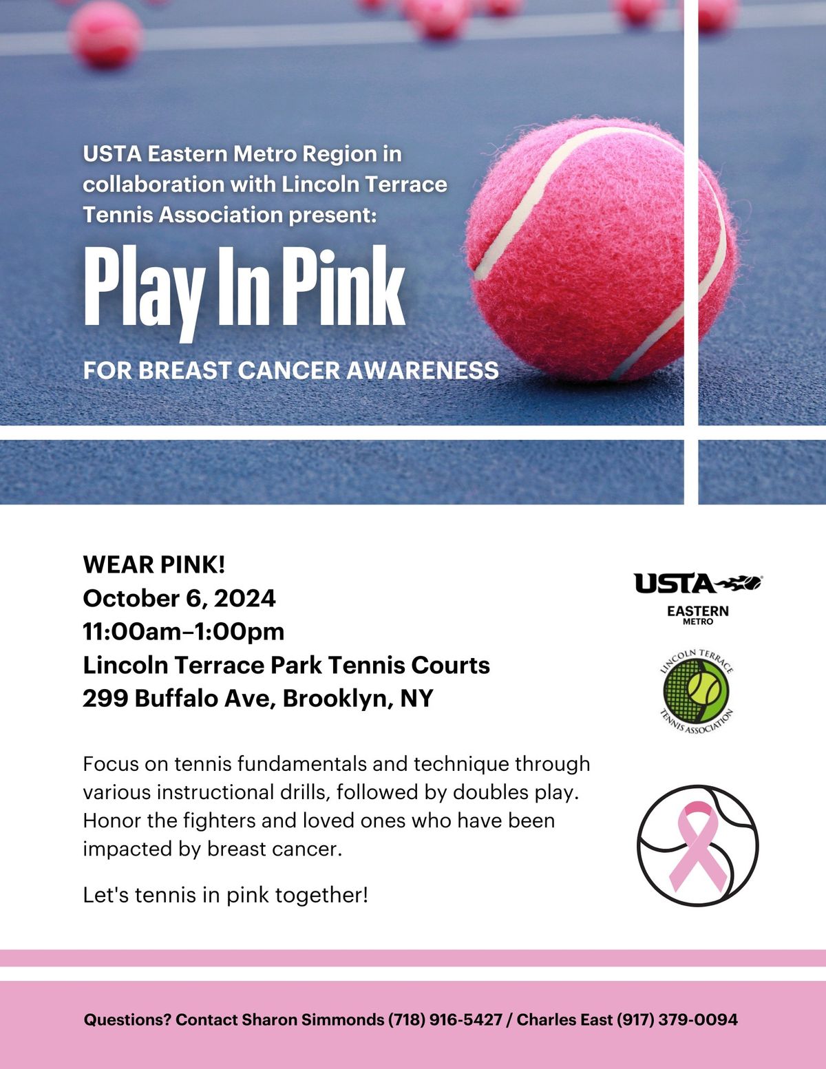 Play in Pink Drills & Instructional Tennis Event - Brooklyn, NY