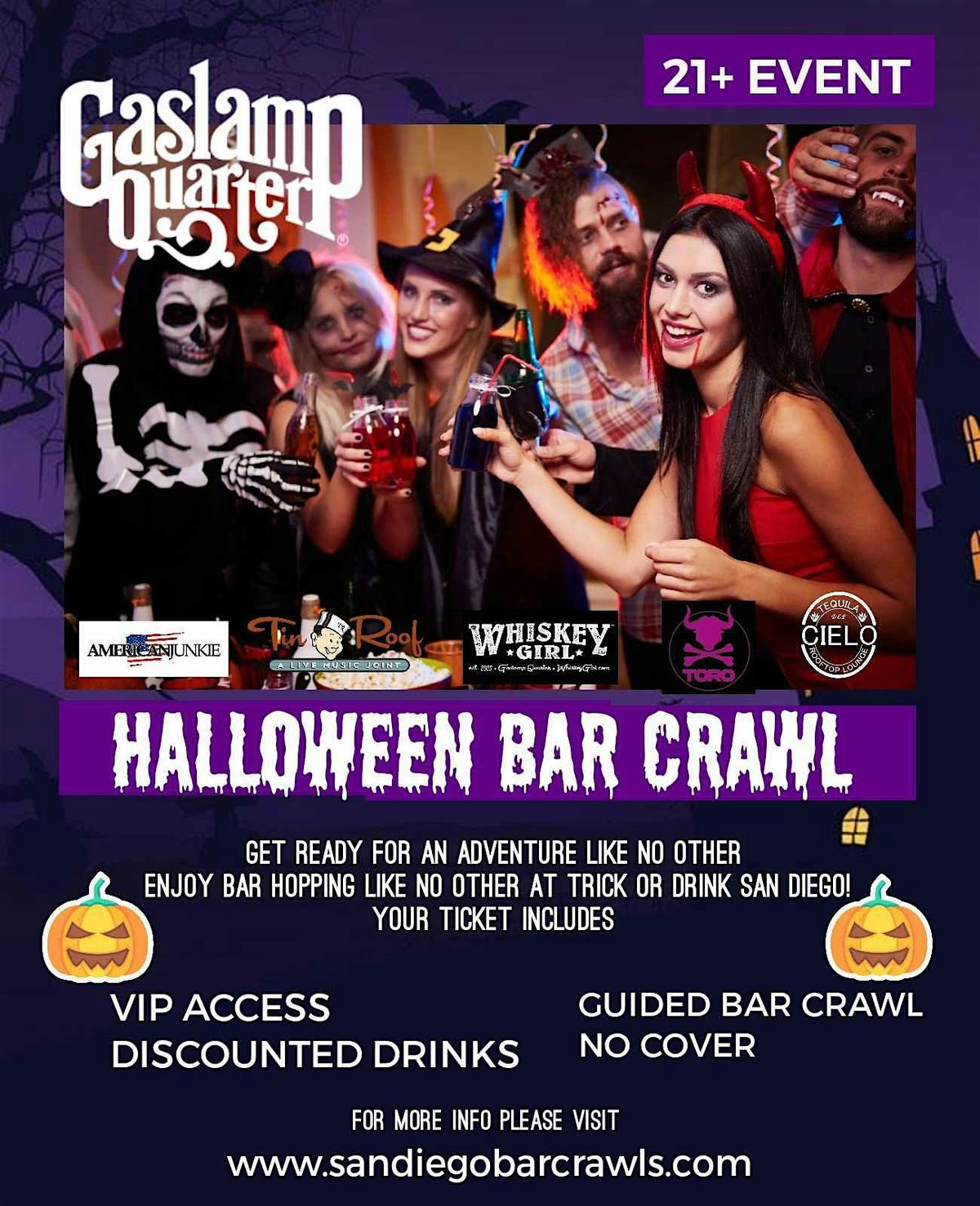 Gaslamp Guided Downtown Halloween Bar Crawls