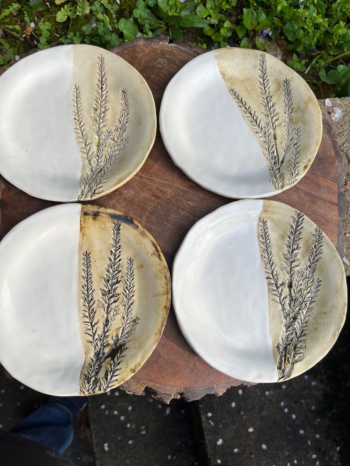 Four 6" Dessert\/Snack Plates\/Farmhouse Style