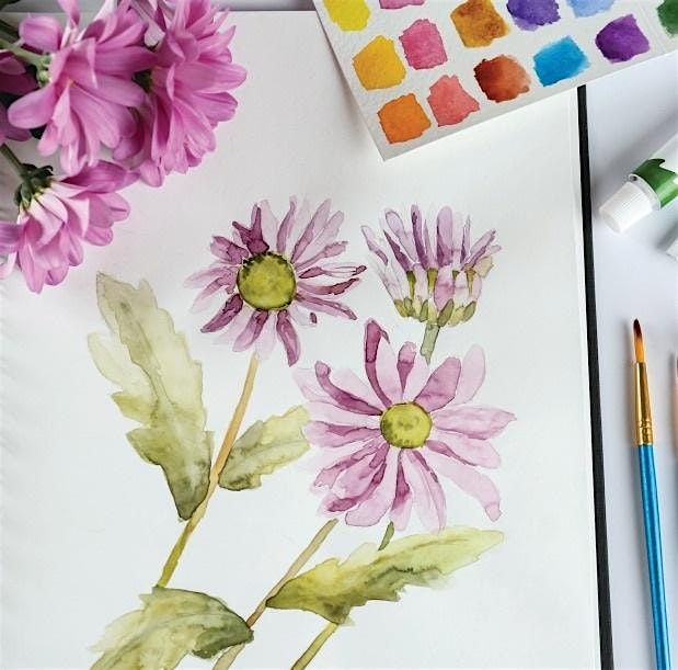 Watercolor Floral Still Life Painting