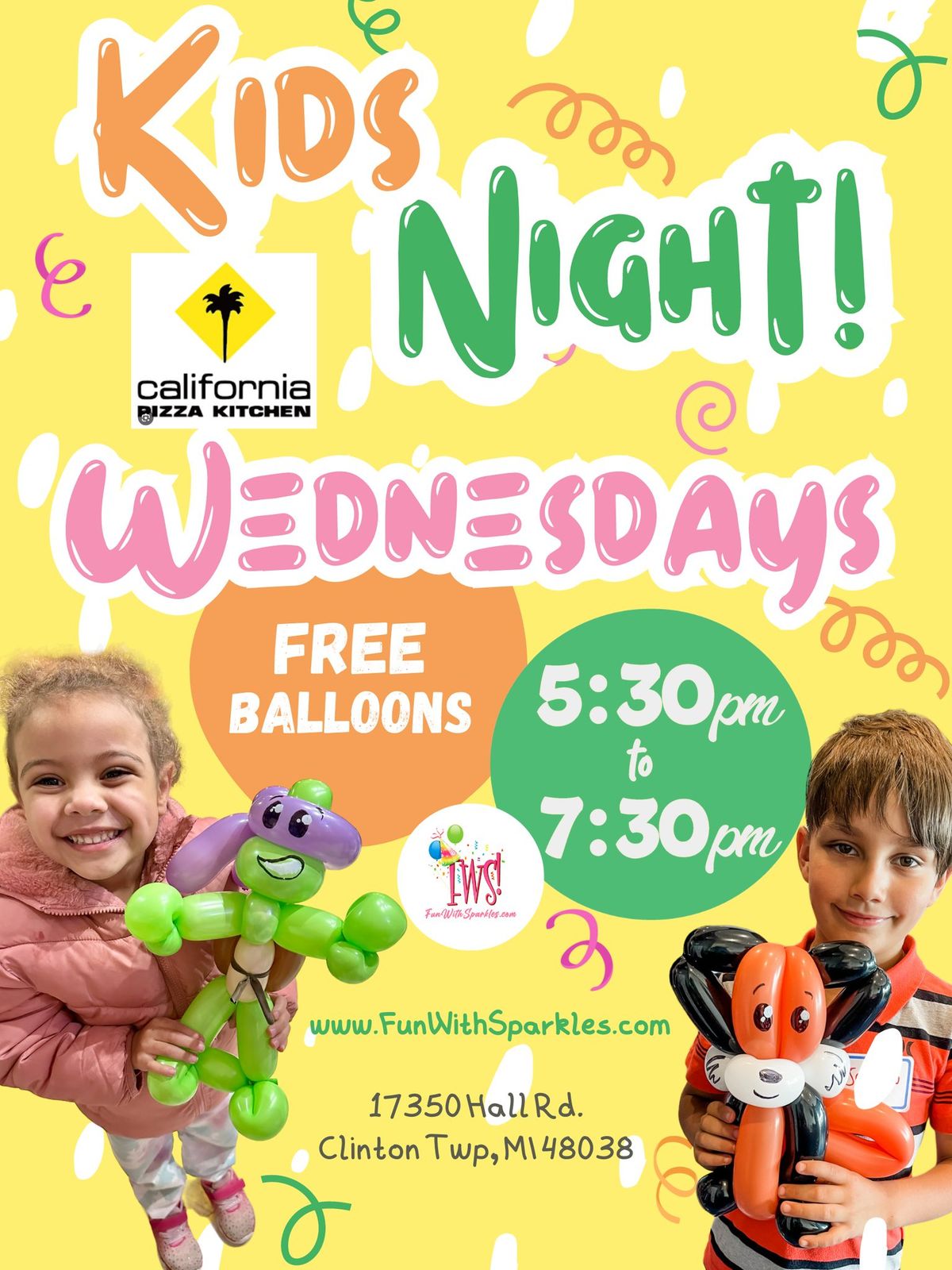 Kids Night - California Pizza Kitchen - Clinton Twp!