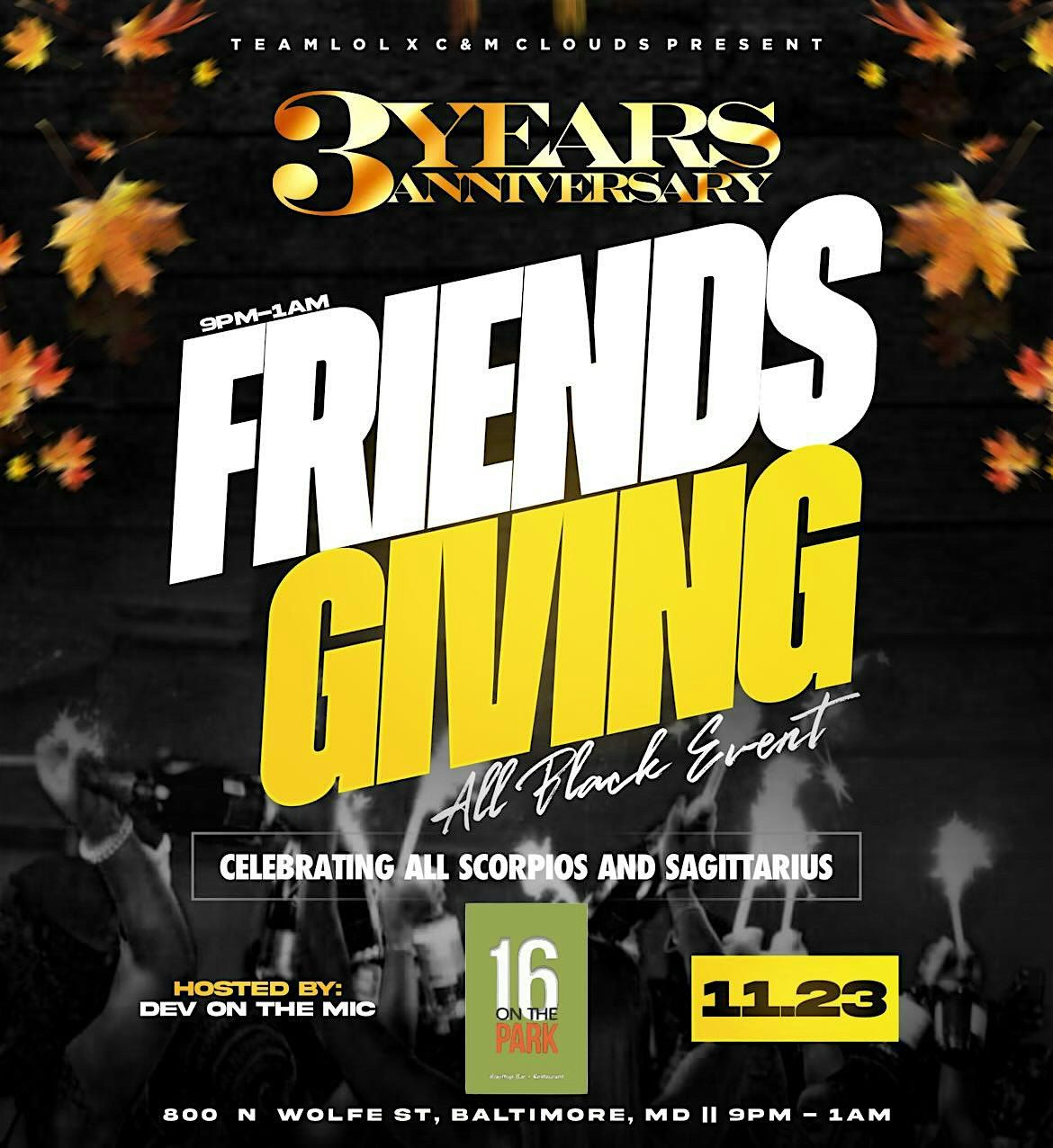 FriendsGiving All Black Event