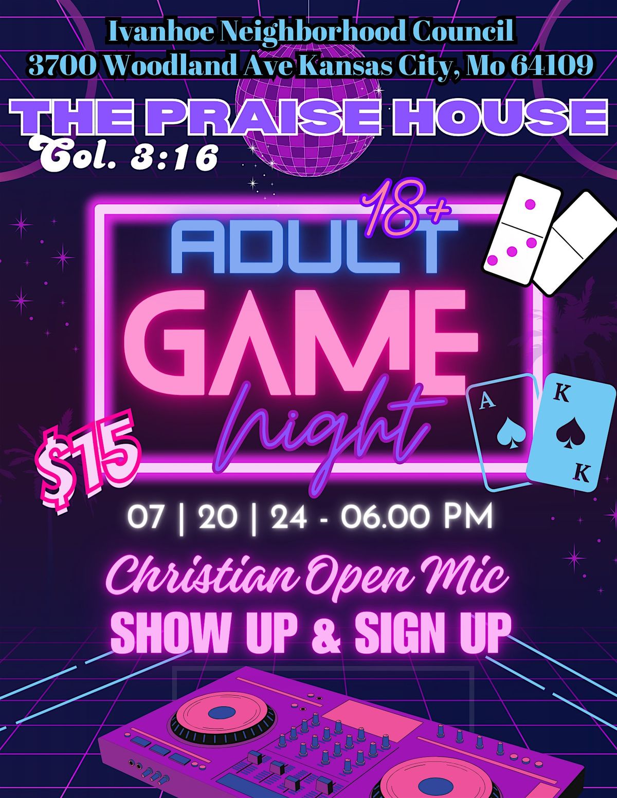 Adult Game Night & Christian Open Mic