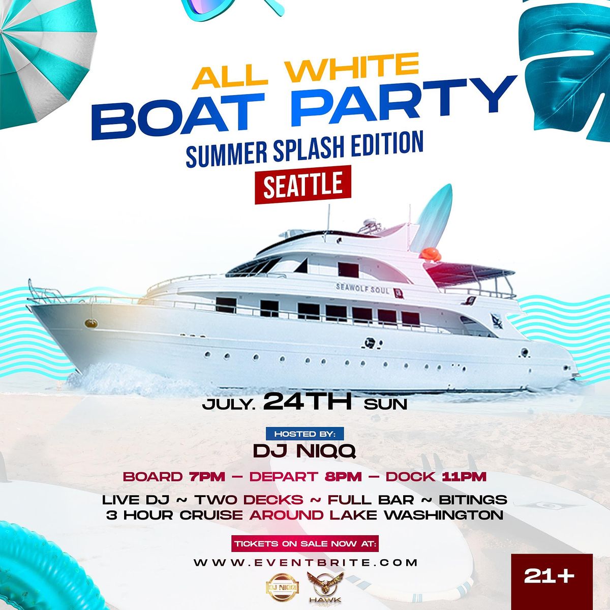 All White Summer Splash Boat Party