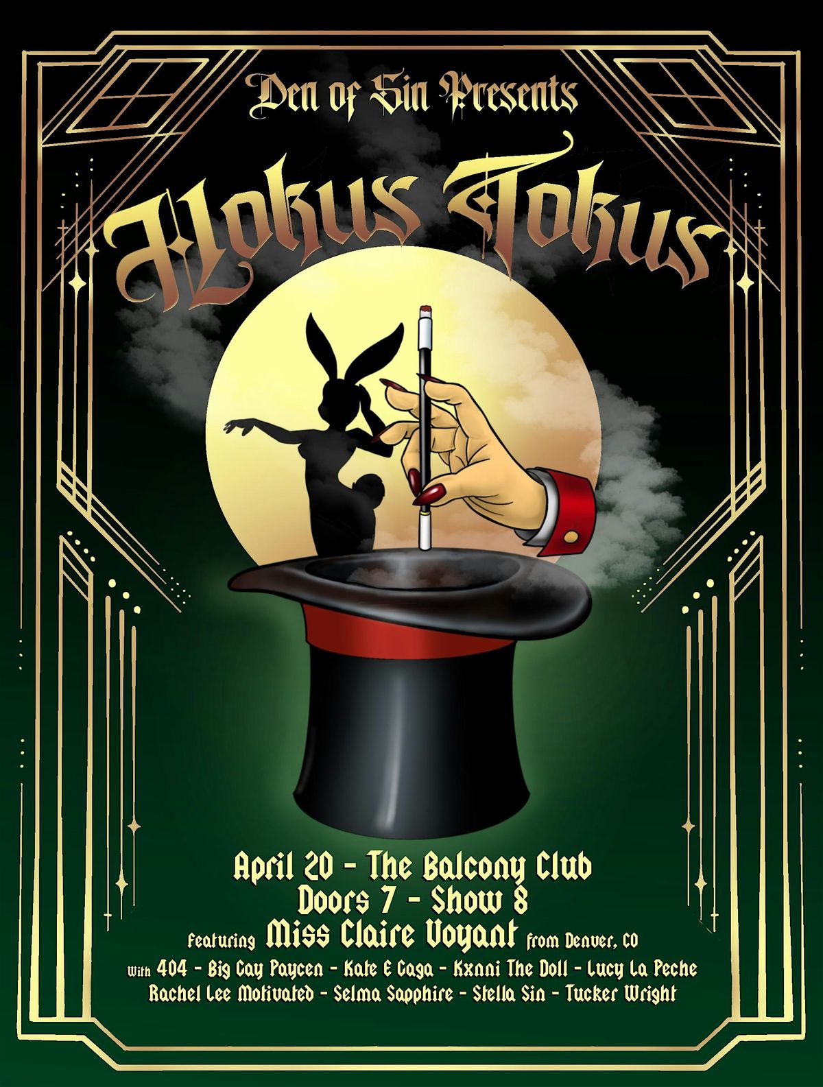 Den of Sin Presents Hokus Tokus with Miss Claire Voyant