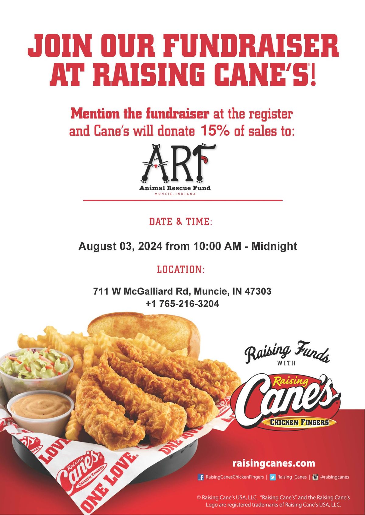 Raising Cane's Fundraiser for ARF