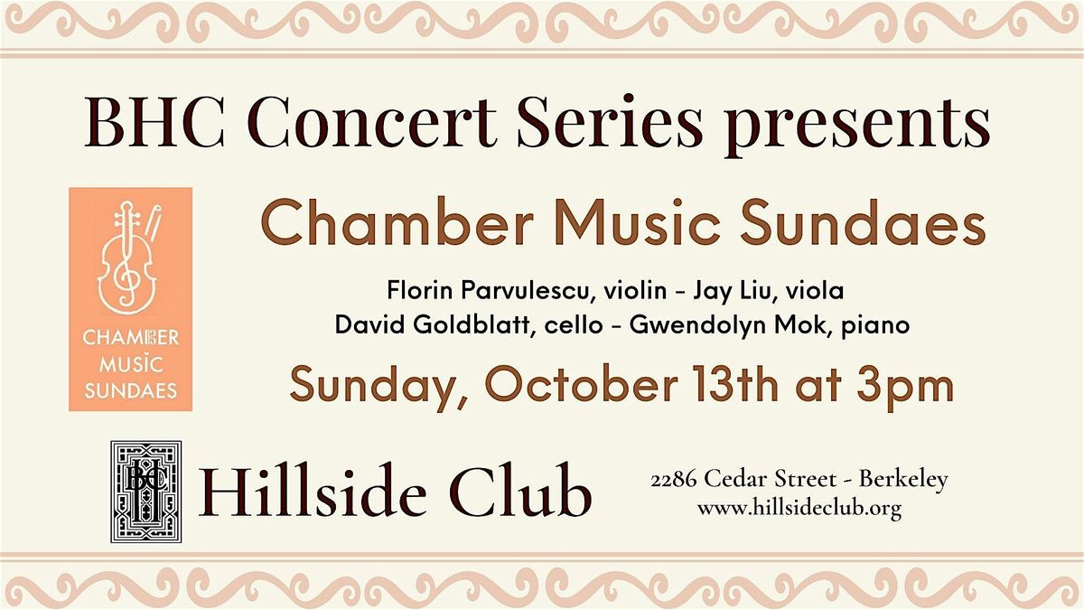 Chamber Music Sundaes: Parvulescu\/ Liu\/Goldblatt\/Mok at the Hillside Club