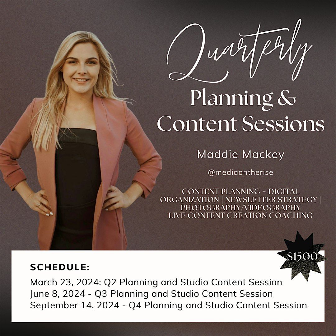 Quarterly Content Planning - In Studio Creation Day