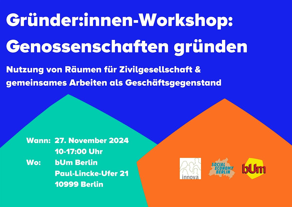 Gr\u00fcnder:innen Workshop: Genossenschaft gr\u00fcnden