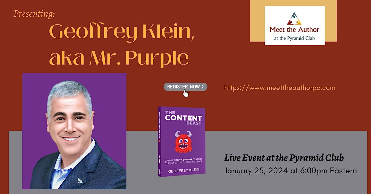 Meet the Author with Geoffrey Klein, aka Mr. Purple