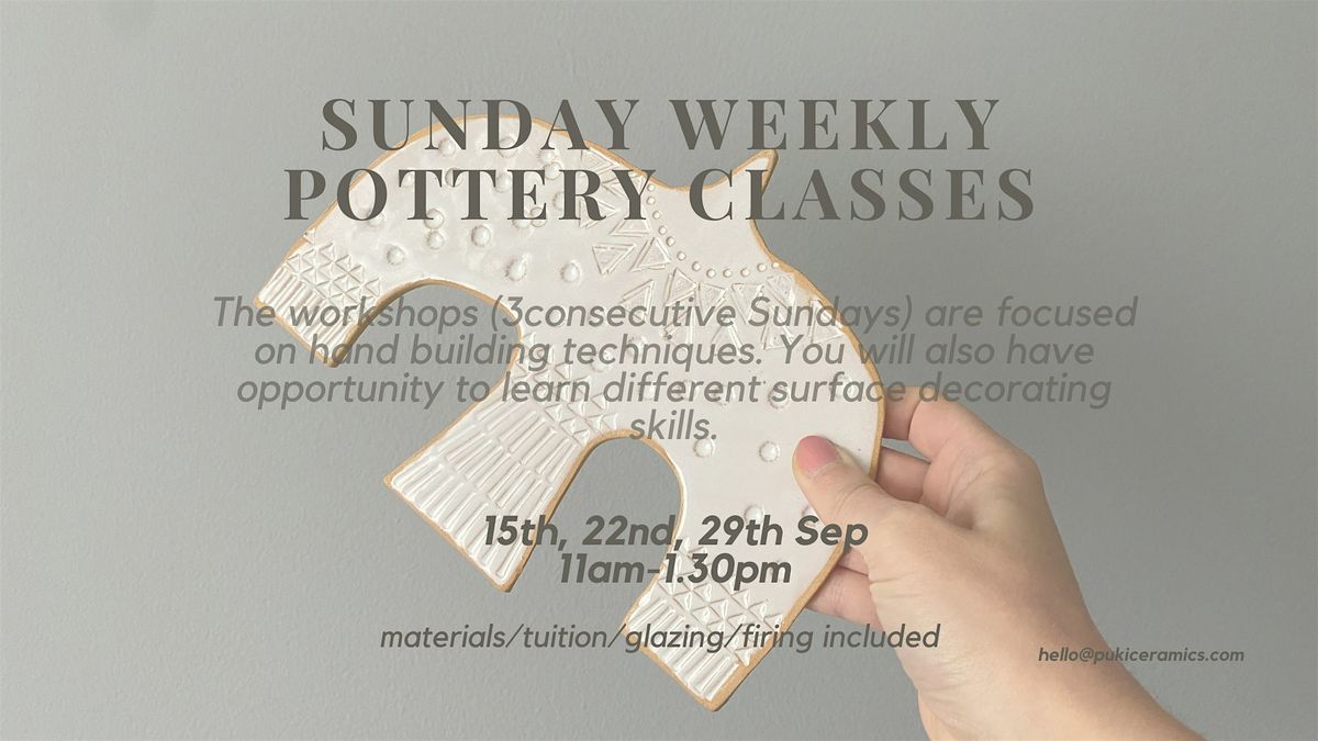 Pottery Workshops in Littlehampton - 3x Sunday Weekly Classes