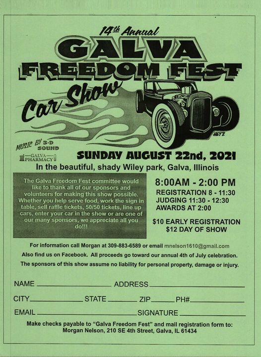14th Annual Galva Freedom Fest Car Show, Wiley Park, Galva, 22 August 2021