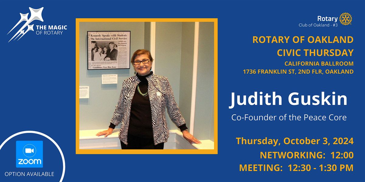 Civic Thursday:  Judith Guskin, Co-Founder of the Peace Core