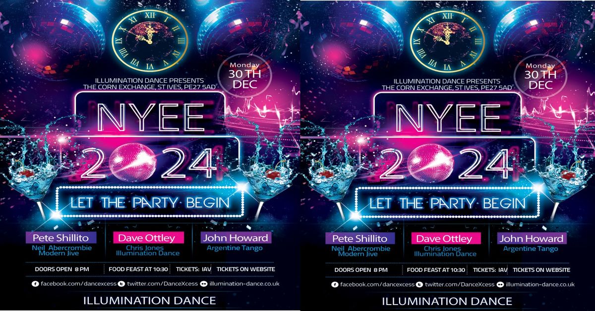 NYEE 2024. at St Ives, This is the legendary New Years Eve Eve. 5hrs Dancing 5DJs 3 rooms food feast