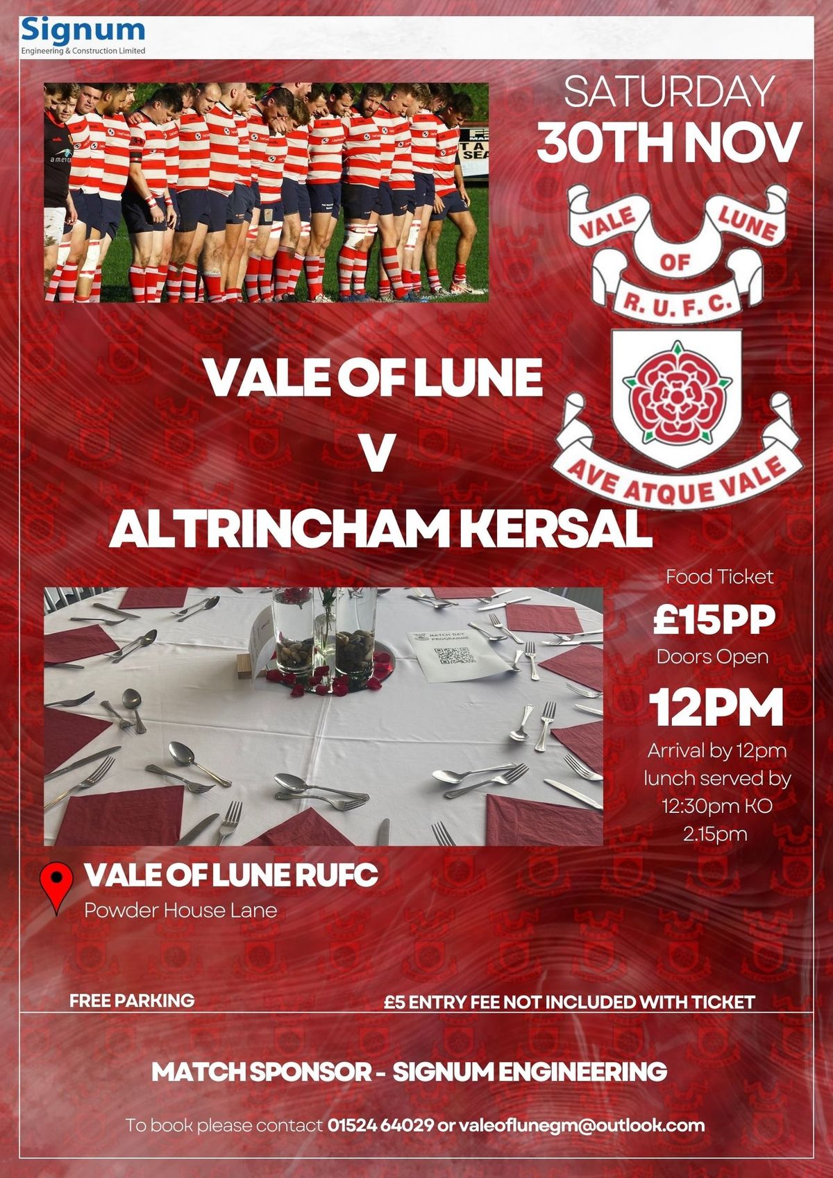 Vale of Lune V Altrincham Kersal 