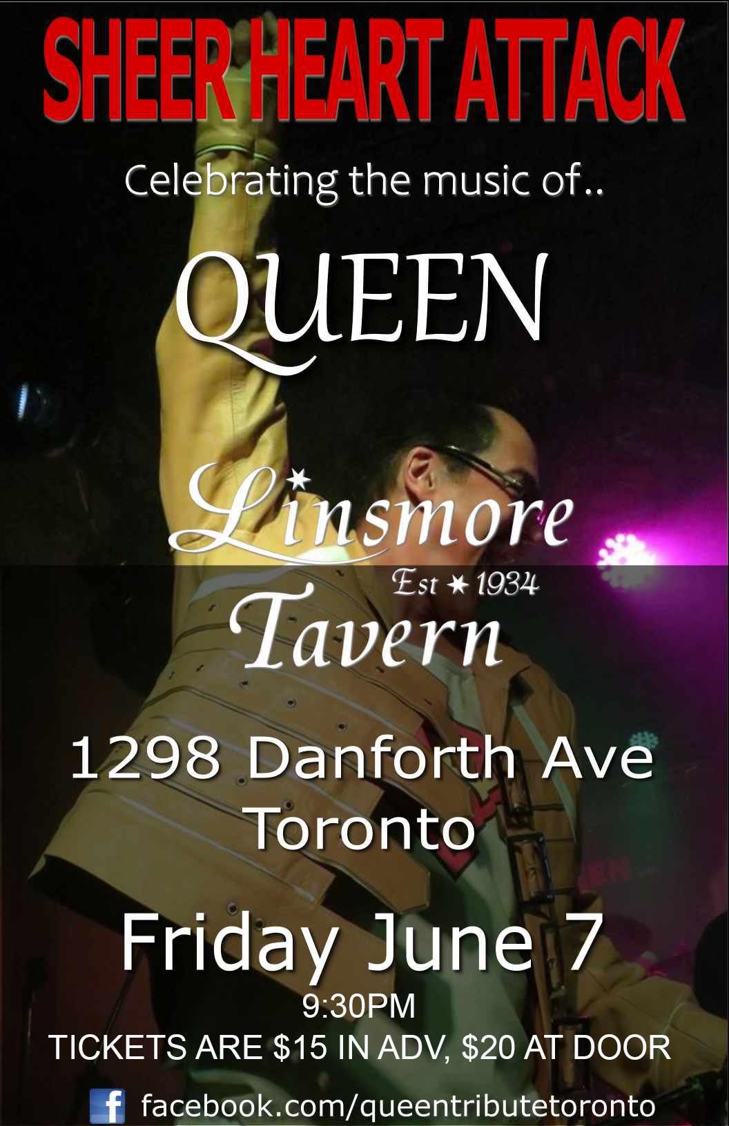 Sheer Heart Attack \u2013 celebrating the music of QUEEN Returns to the Linsmore Tavern!