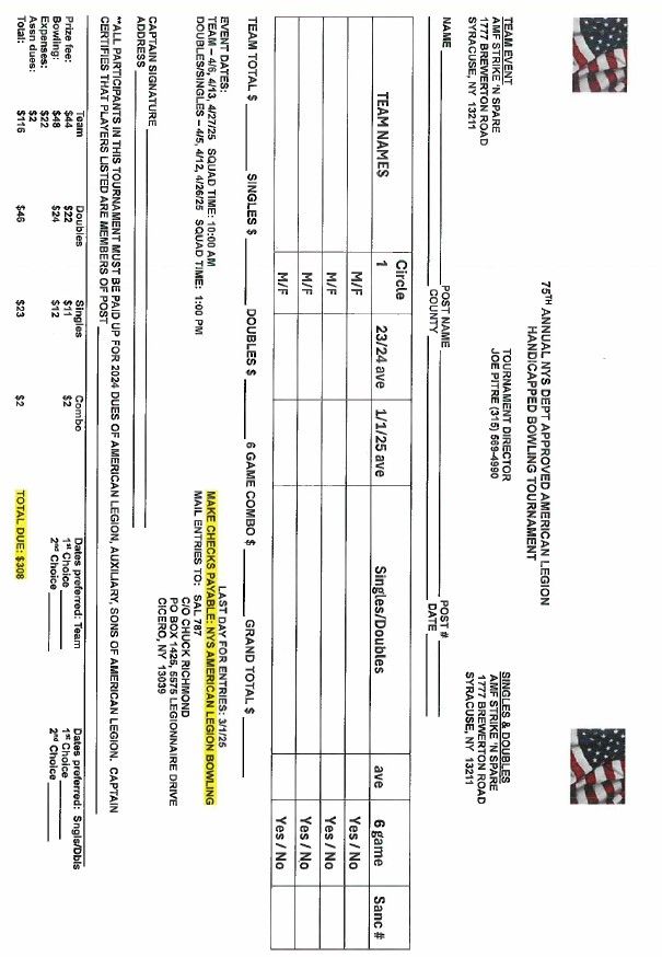 2025 NYS American Legion Bowling Tournament